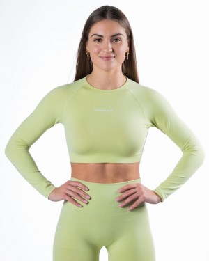 Alphalete Amplify LS Crop T-shirts Dames Groen | 63MRISXZL