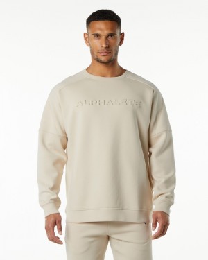 Alphalete ELMTS Crewneck Sweatshirt Heren Lichtgeel | 92KMPTHGA