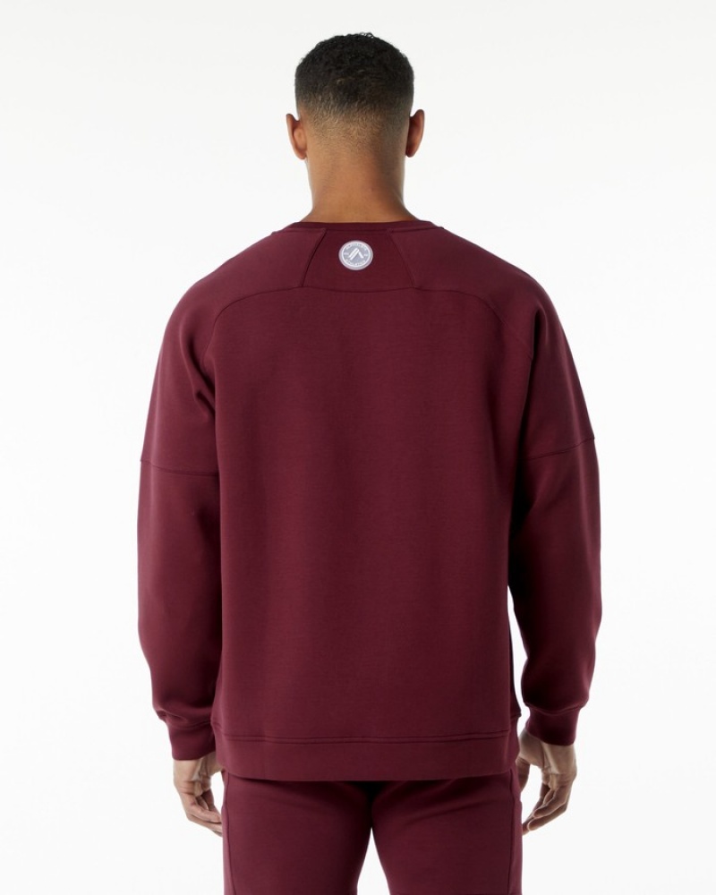 Alphalete ELMTS Crewneck Sweatshirt Heren Bordeaux | 95AUOYLBJ