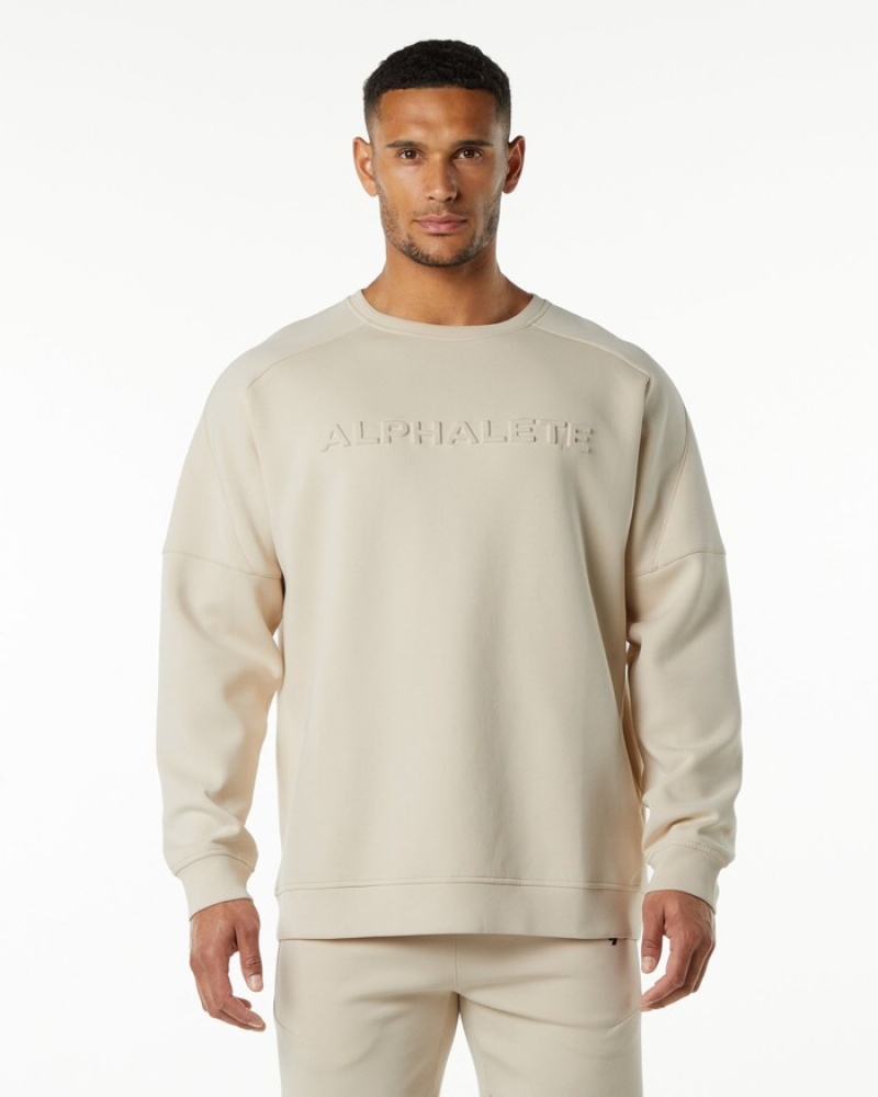 Alphalete ELMTS Crewneck Sweatshirt Heren Lichtgeel | 92KMPTHGA