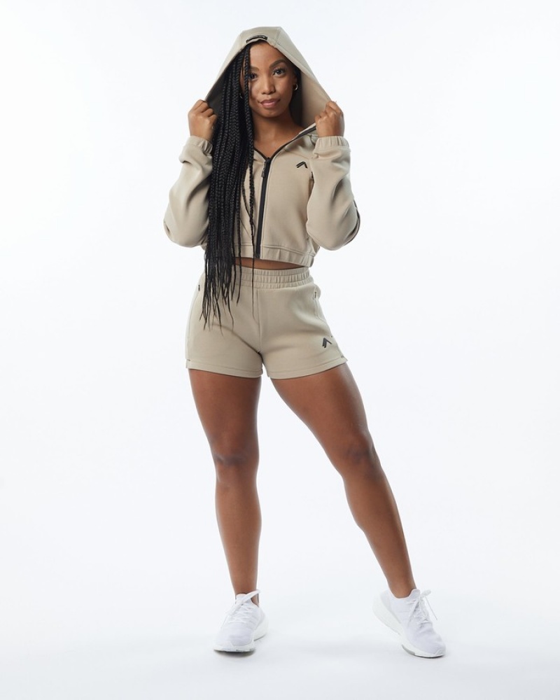 Alphalete ELMTS Full-Zip Crop Jassen Dames Bruin | 80RBDJQKC