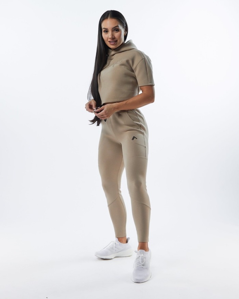 Alphalete ELMTS Zip Joggingbroeken Dames Bruin | 49GPAUHJD