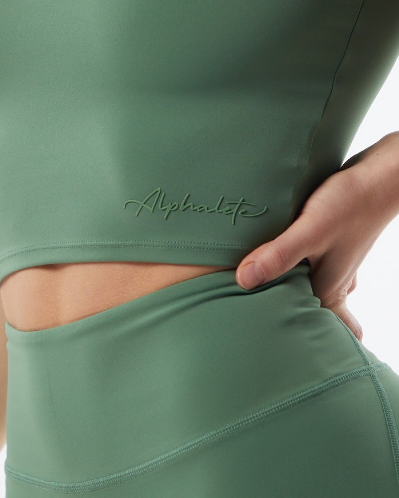 Alphalete Pulse Zip Tanktop Dames Groen | 49EPAXSIO