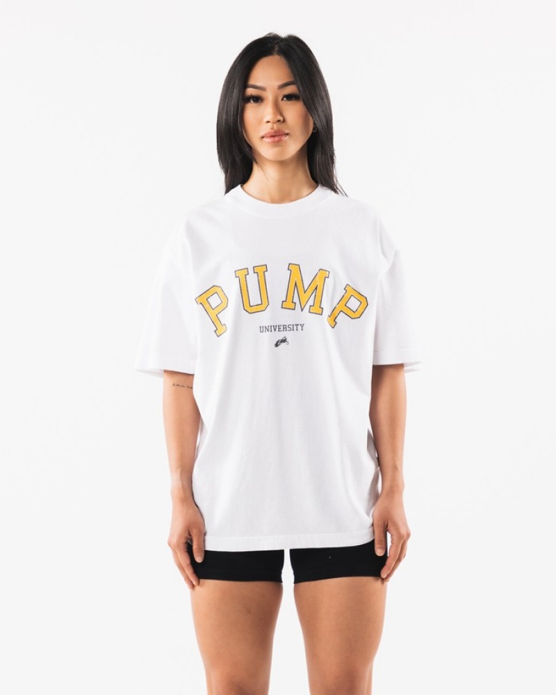 Alphalete Pump University Overhemd Heren Wit | 96SDVYEFQ