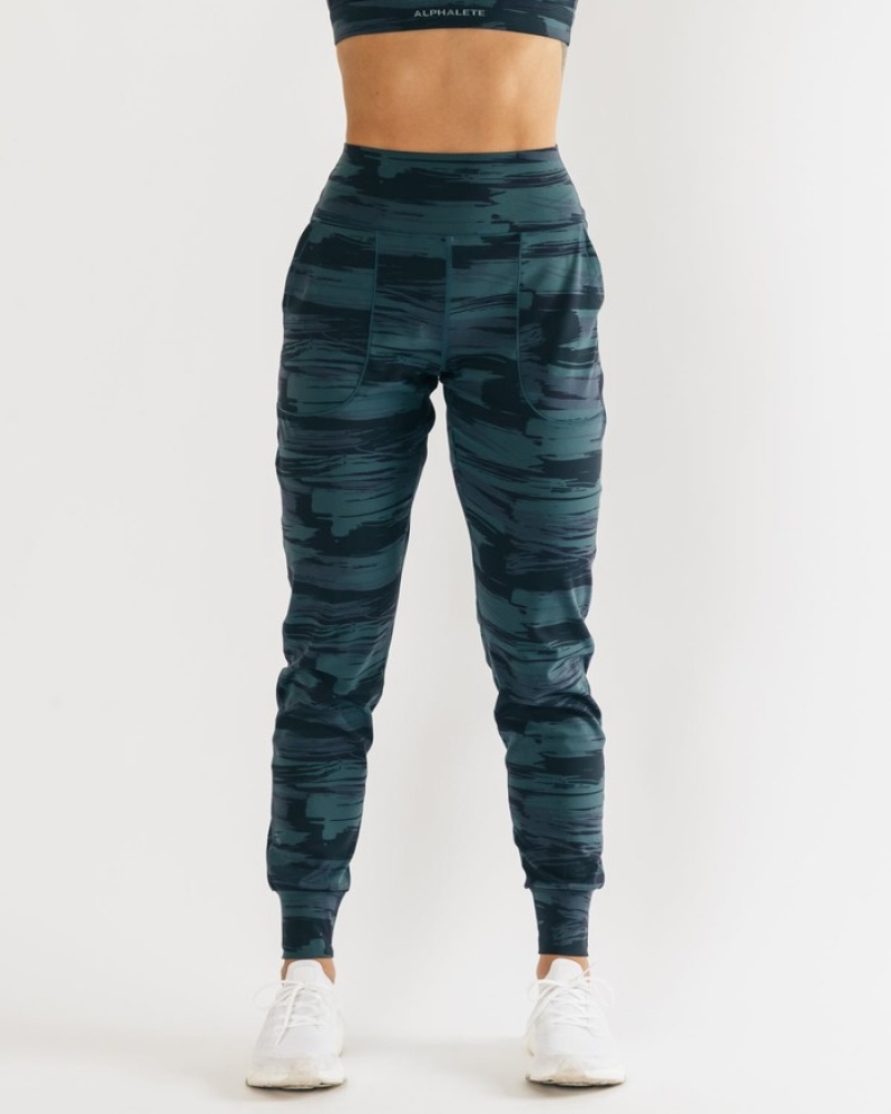 Alphalete Surface Expanse Joggingbroeken Dames Blauw Camo | 09FPQUTJW