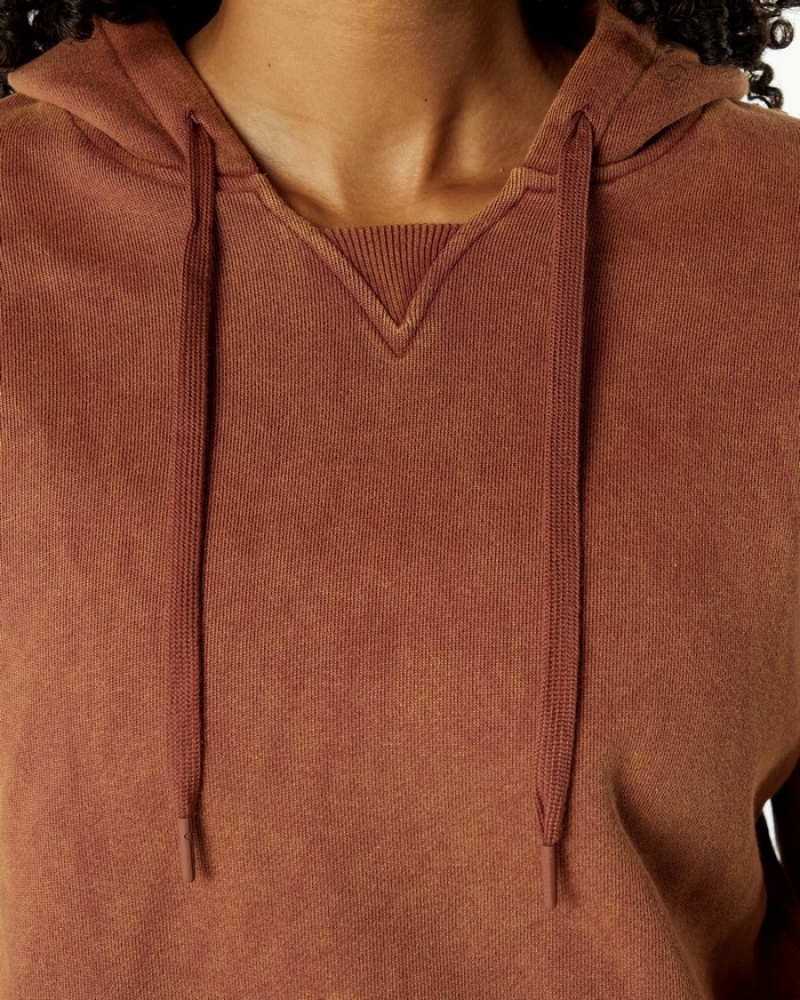Alphalete Very Terry Hoodie Dames Bruin | 73TFKSOMP